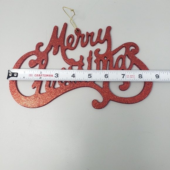 Red Glitter "Merry Christmas" Tree Ornament - Picture 6 of 8